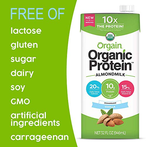Orgain Organic Plant Based Protein Almond Milk, Unsweetened Vani