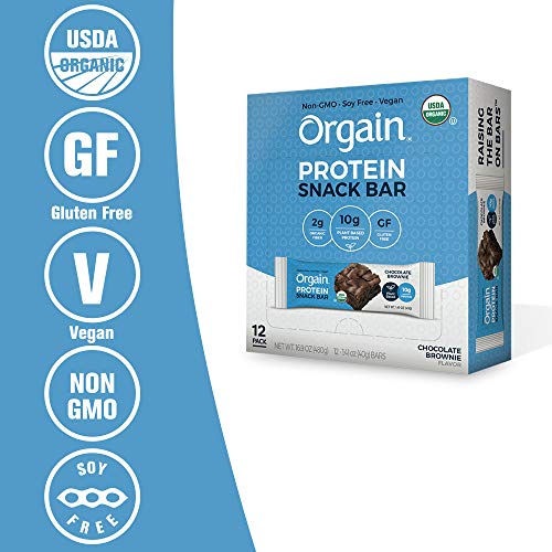 Orgain Organic Plant Based Protein Bar, Chocolate Brownie - Vega