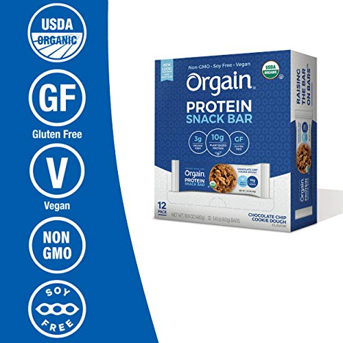 Orgain Organic Plant Based Protein Bar, Chocolate Chip Cookie Do