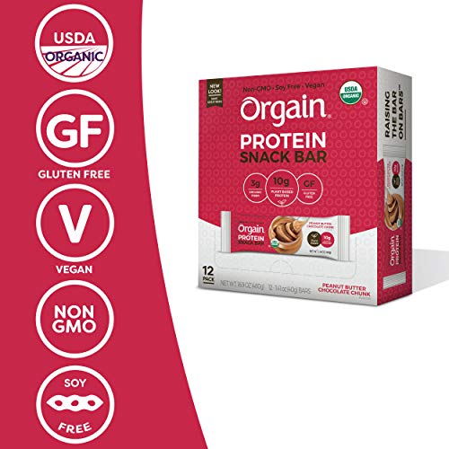Orgain Organic Plant Based Protein Bar, Peanut Butter Chocolate