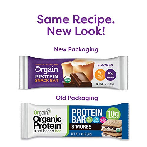Orgain Organic Plant Based Protein Bar, Smores - Vegan, Gluten