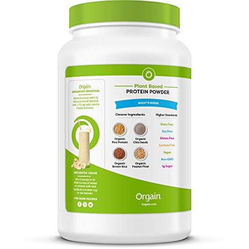 Orgain Organic Plant Based Protein Powder, Peanut Butter - Vegan