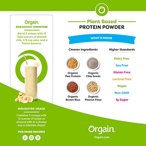 Orgain Organic Plant Based Protein Powder, Peanut Butter - Vegan