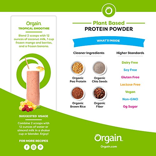 Orgain Organic Plant Based Protein Powder, Vanilla Bean - Vegan,