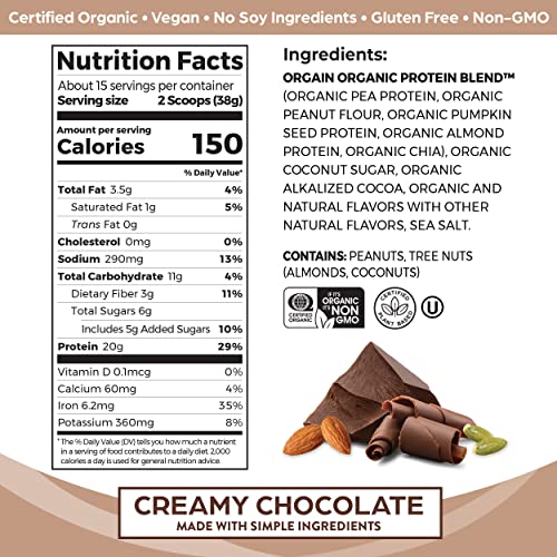 Orgain Organic Simple Vegan Protein Powder, Chocolate - 20g Plan...