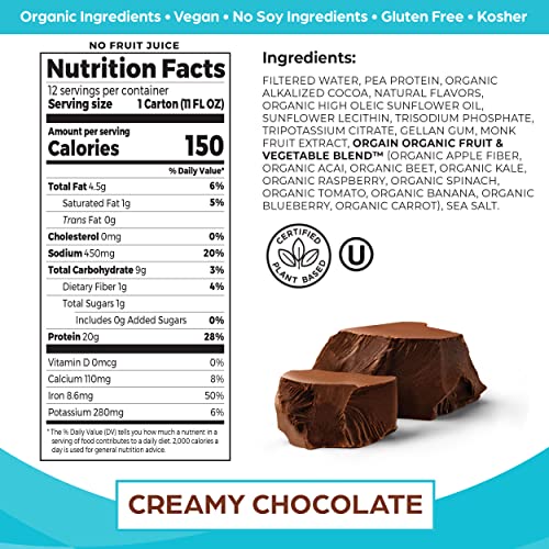 Orgain Vegan Protein Shakes, 20g of Plant Based Protein, Creamy ...