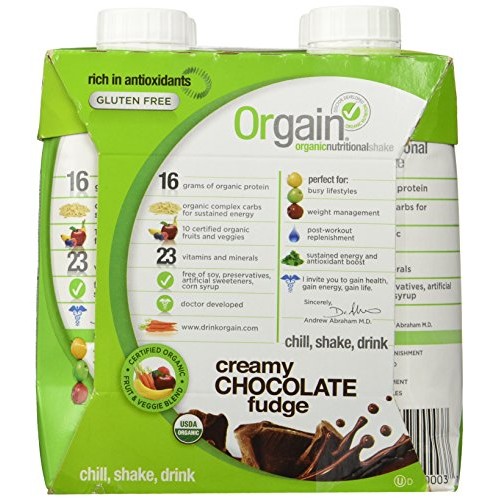 Organic Nutritional Shake Creamy Chocolate Fudge 4-Shakes 11 Ounces