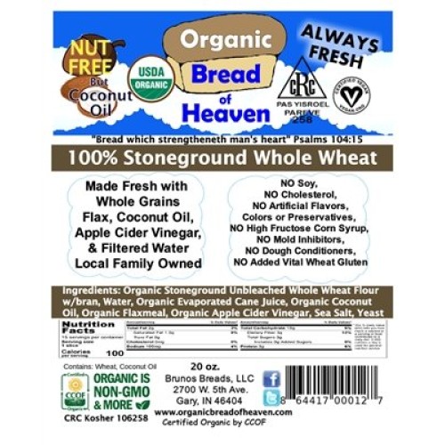 Organic Bread of Heaven ~ 100% Stoneground Whole Wheat Bread ~ U...