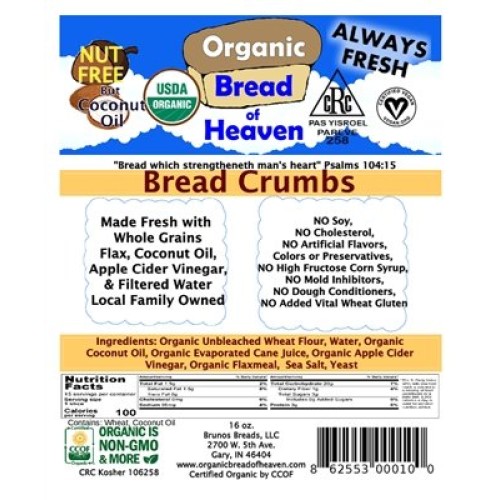 Organic Bread Of Heaven ~ Bread Crumbs - 2 Lbs. ~ Usda Organic