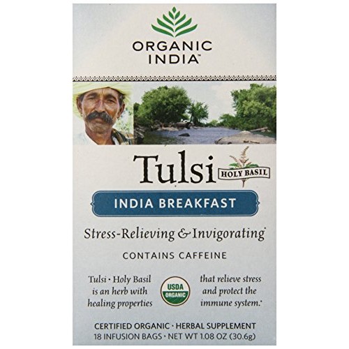 Organic India Tulsi India Breakfast Tea, 18 Count Pack Of 6