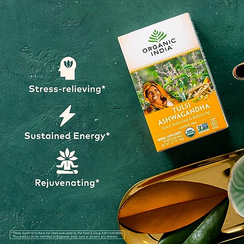 Organic India Calming Tulsi Herbal Tea Favorites - Holy Basil, A...