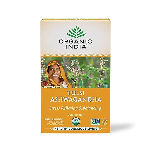 Organic India Calming Tulsi Herbal Tea Favorites - Holy Basil, A...