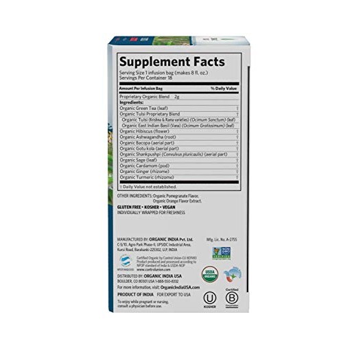 Organic India Tulsi Focus Pomegranate Orange Tea - Stress Reliev