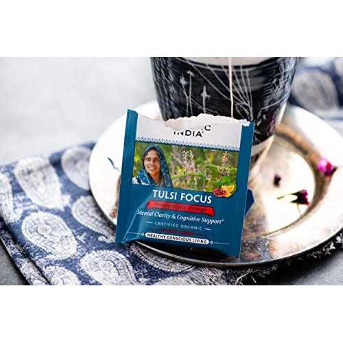 Organic India Tulsi Focus Pomegranate Orange Tea - Stress Reliev
