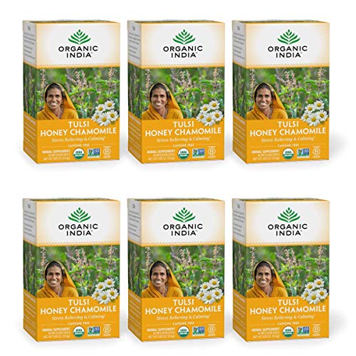 Organic India Tulsi Honey Chamomile Herbal Tea - Stress Relievin