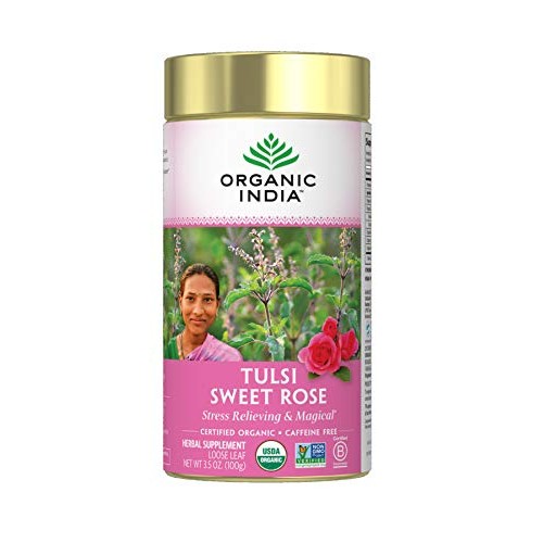 Organic India Tulsi Sweet Rose Herbal Tea - Stress Relieving &Amp; M