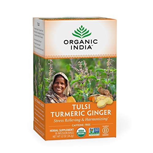 Organic India Tulsi Turmeric Ginger Herbal Tea - Stress Relievin