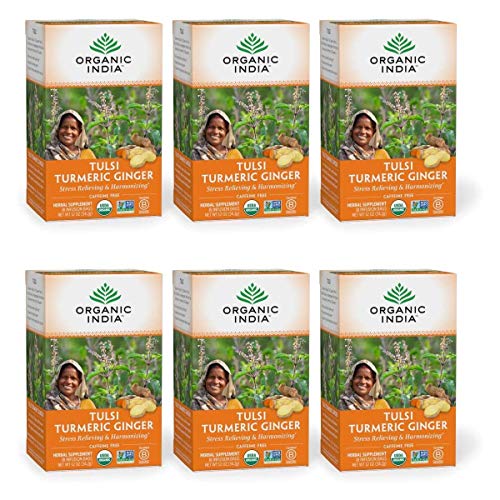 Organic India Tulsi Turmeric Ginger Herbal Tea - Stress Relievin