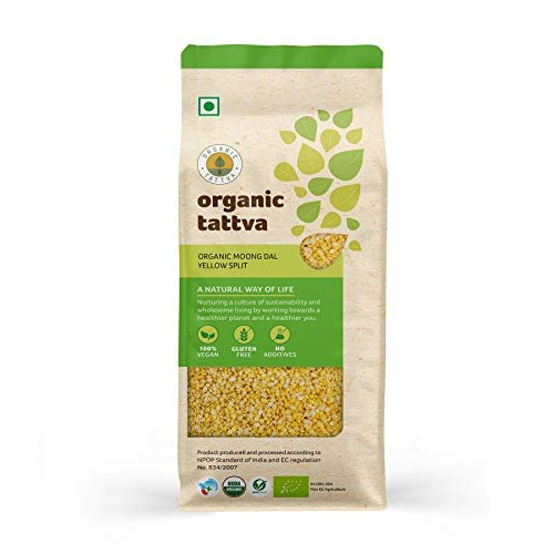 Organic Tattva Yellow Split Lentils Mung Beans Moong Dal 500G