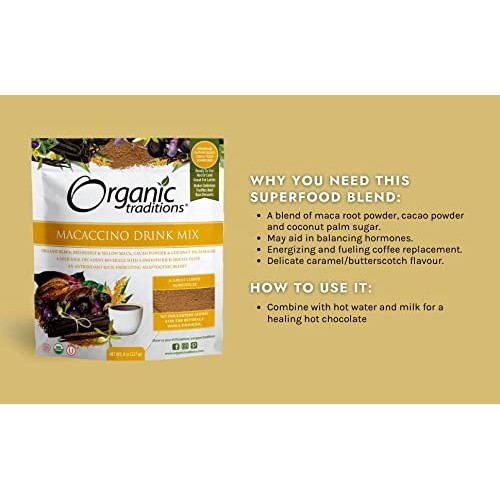 Organic Traditions Macaccino Drink Mix - 8oz - Maca Root & Cacao...