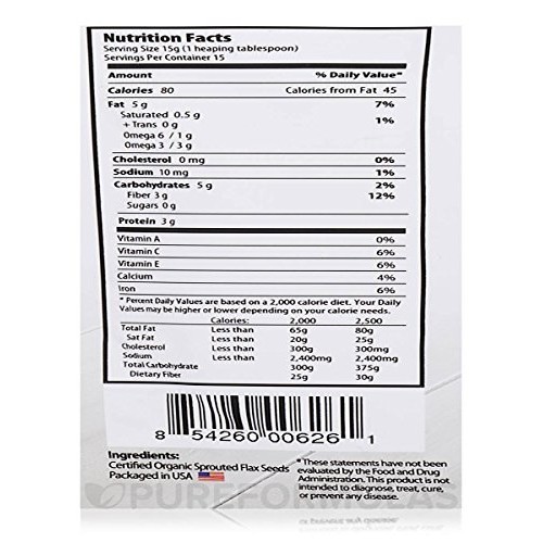 Organic Traditions Organic Sprouted Flax Seed Powder, 227 Gr