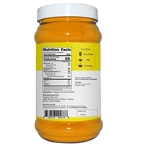 Organic Veda Turmeric Powder – 100% Pure And Organic Usda Certif
