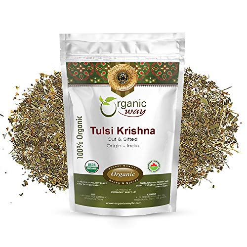 Organic Way Premium Grade Tulsi/Holy Basil Krishna Cut &Amp; Sifte