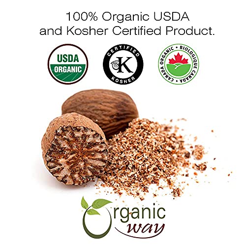 Organic Way Premium Ground Nutmeg Cut &Amp; Sifted Myristica Fragra