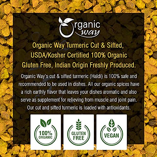 Organic Way Premium Turmeric/Haldi Root Cut &Amp; Sifted Curcuma Lo