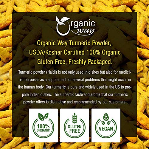 Organic Way Premium Turmeric/Haldi Root Powder Curcuma longa -...