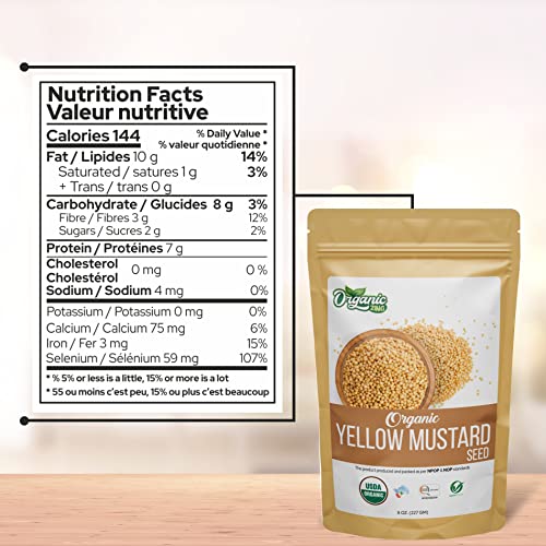 Organic Zing Organic Yellow Mustard Seeds | Whole Yellow Mustard...