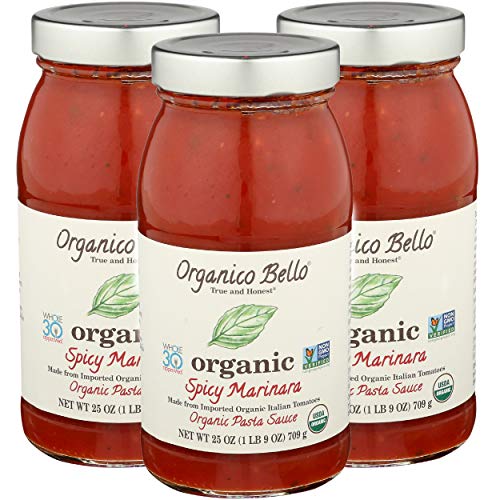 Organico Bello Pasta Sauce, Spicy Marinara, 25 Ounce Pack Of 3