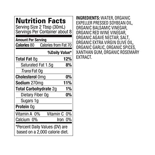 Organicville Olive Oil &Amp; Balsamic Vinaigrette; 8 Oz; Certified O