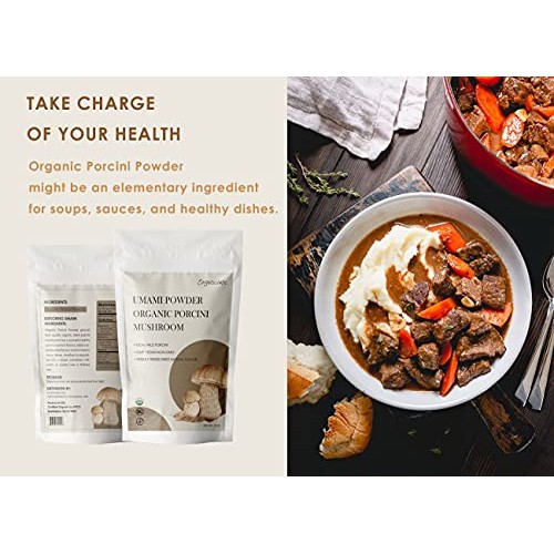 Orgnisulmte Organic Dried Porcini Mushrooms Powder 3 Oz,Wild Gro