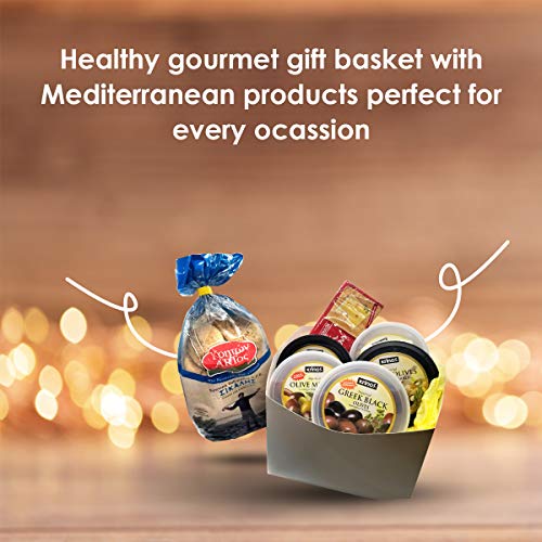 Healthy Greek Gourmet Gift Basket With Greek Black, Green &Amp; Stuf