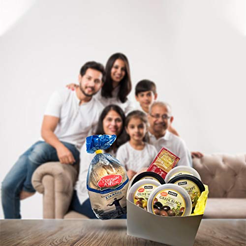 Healthy Greek Gourmet Gift Basket With Greek Black, Green &Amp; Stuf