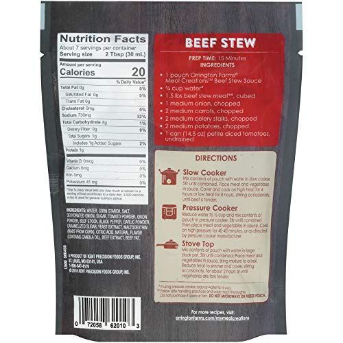 Orrington Farms Meal Creations Sauce, Beef Stew, 3Count