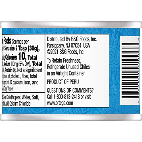 Ortega Diced Green Chiles, Hot, 4 Oz Pack Of 24