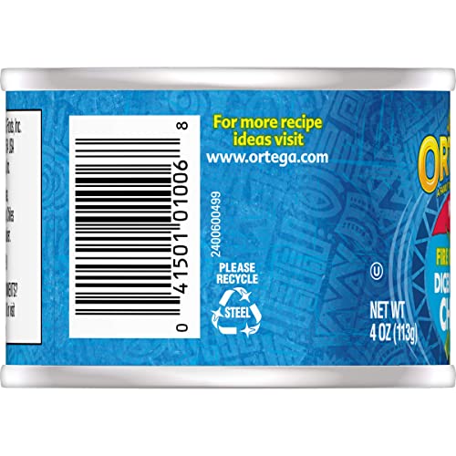 Ortega Diced Green Chiles, Hot, 4 Oz Pack Of 24