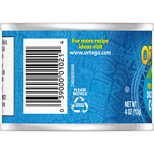 Ortega Diced Green Chiles, Mild, 4 Oz Pack Of 12