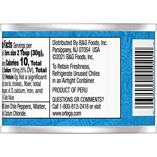 Ortega Diced Green Chiles, Mild, 4 Oz Pack Of 12