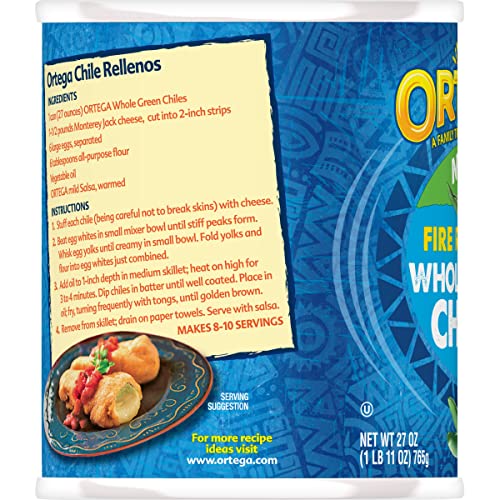 Ortega Peppers, Whole Green Chiles, Mild, 27 Ounce