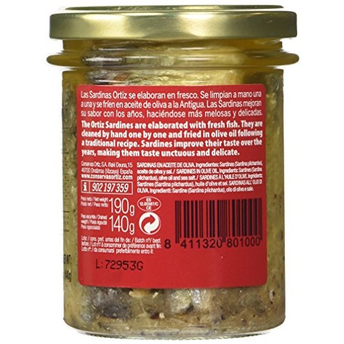 Ortiz Spanish Sardines A La Antiqua Old Style Skin On 6.7 Oz. Jar