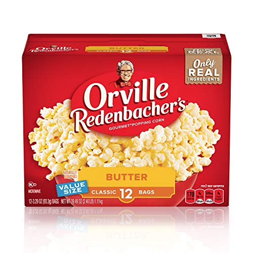 Orville Redenbachers Butter Popcorn, 3.29 Ounce Classic Bag, 12