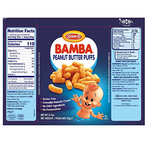 Osem Bamba Peanut Snacks For Babies - All Natural Baby Peanut Pu
