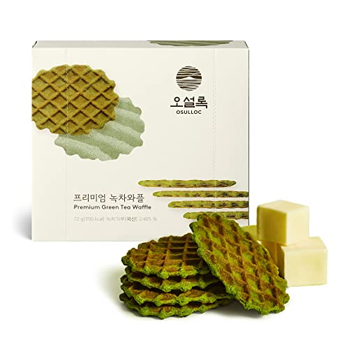OSULLOC Green Tea Waffles 3.52oz, 100g | Korean Matcha Flavore...
