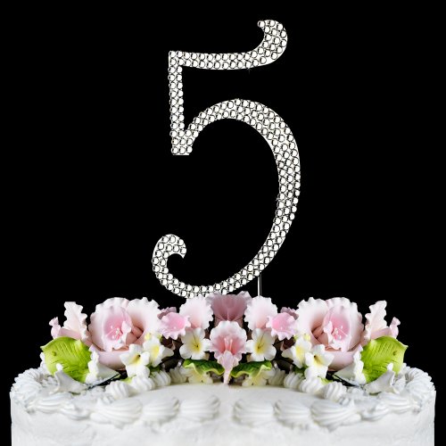 Rhinestone Cake Topper Number 5