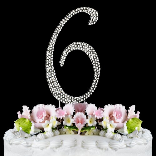 Rhinestone Cake Topper Number 6