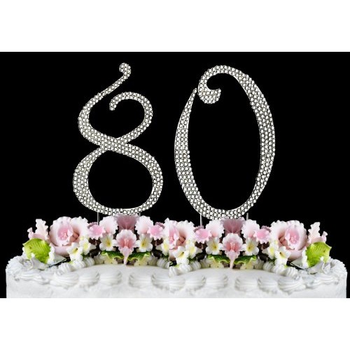 Rhinestone Cake Topper Number 80