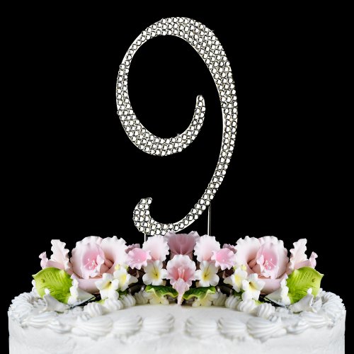 Rhinestone Cake Topper Number 9